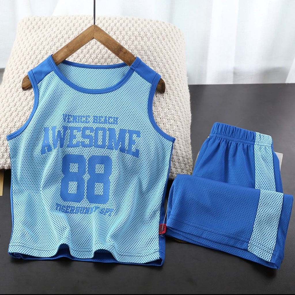 Bộ quần áo bé trai ba lỗ mặc hè thun mè size đại từ 10-65kg -  Bộ AWESOME