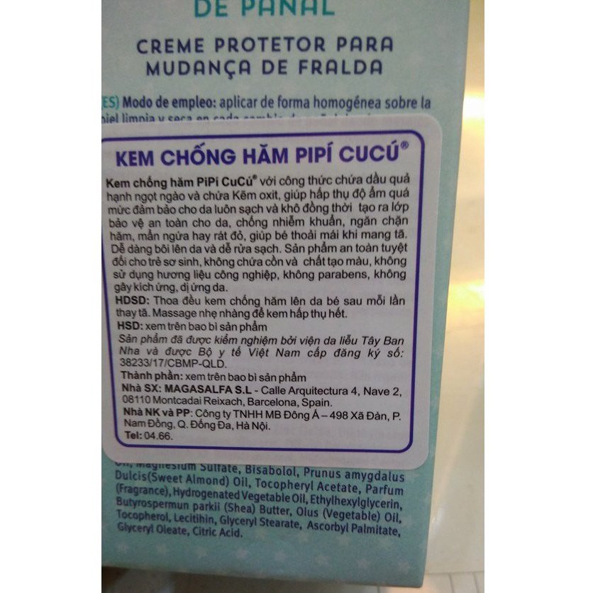 Kem chống hăm da cho bé Pipi Cucu nhập khẩu chính hãng Tây Ban Nha 100ml