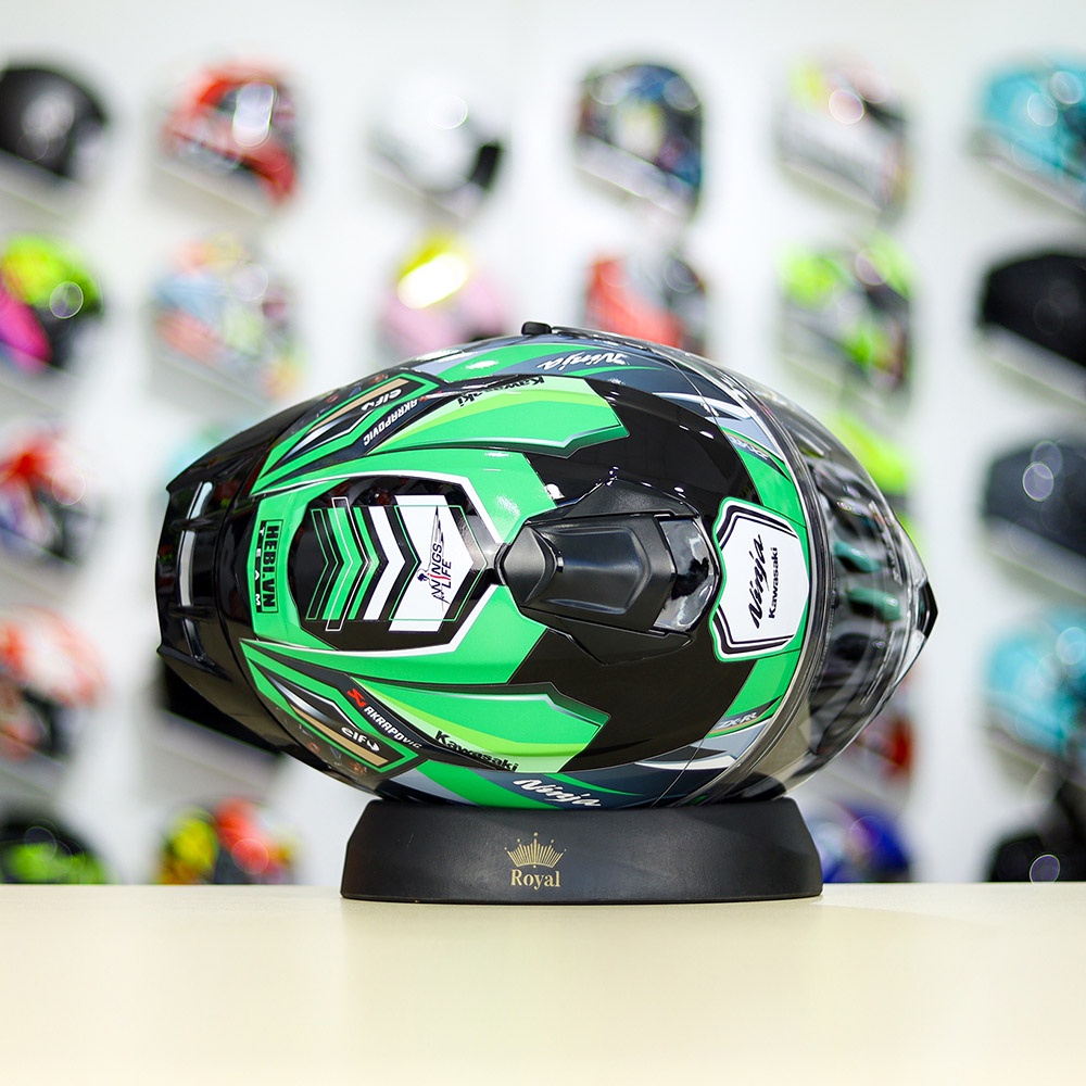 Combo Nón Fullface 2 Kính Yohe 981 Tem Decal Kawasaki Kèm Kính Màu Và Đuôi Gió Pista