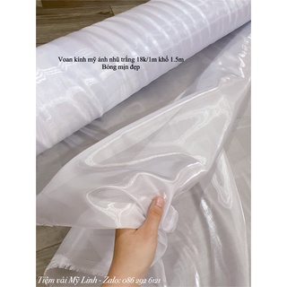 Vải voan kính mỹ oganza bóng mịn đẹp khổ 1.5m