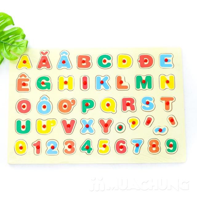 Bảng học chữ cái cho bé học tiếng việt có dấu và số bằng gỗ đẹp, an toàn (KT: 44x30cm)