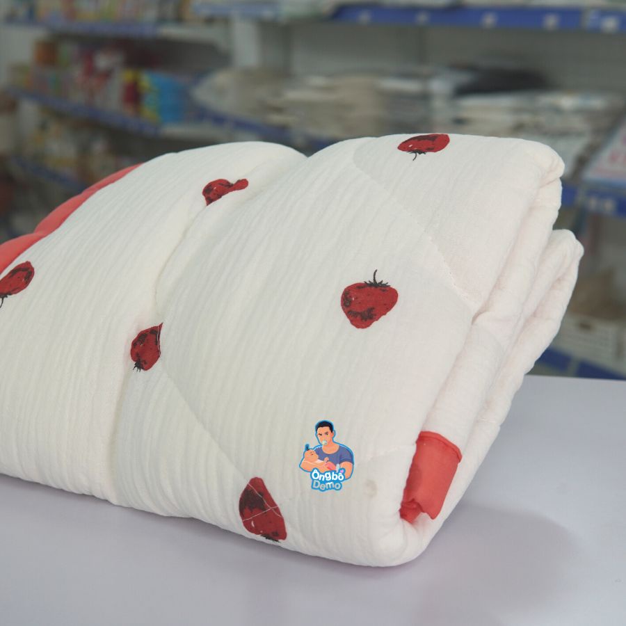 Chăn trần bông bo viền dày dặn, họa tiết ngộ nghĩnh cho bé - Ongbodemo