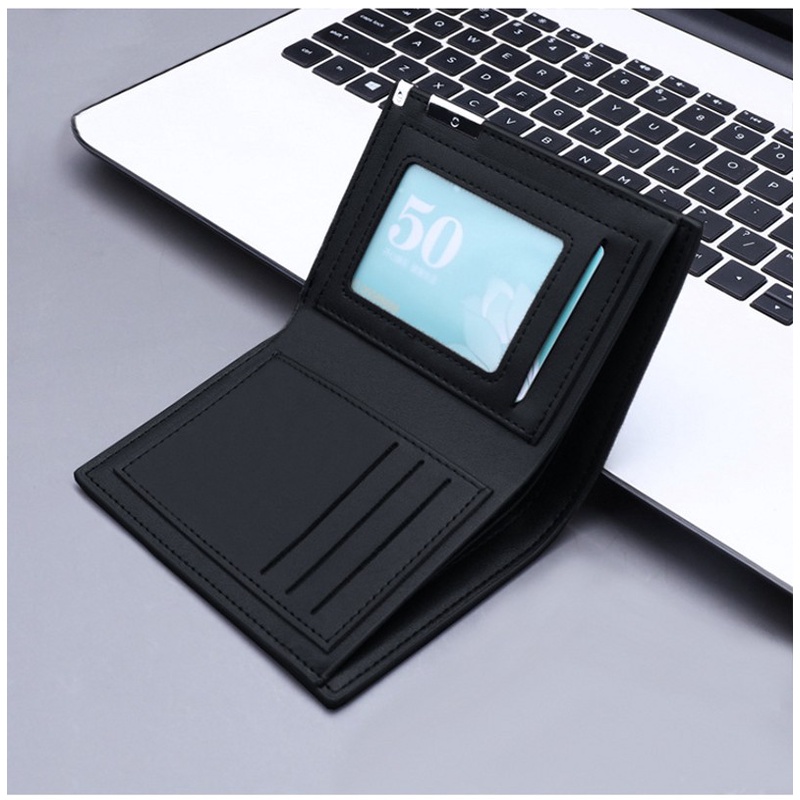 Ví da ngắn cỡ lớn nhiều ngăn đựng thẻ RFID cho nam