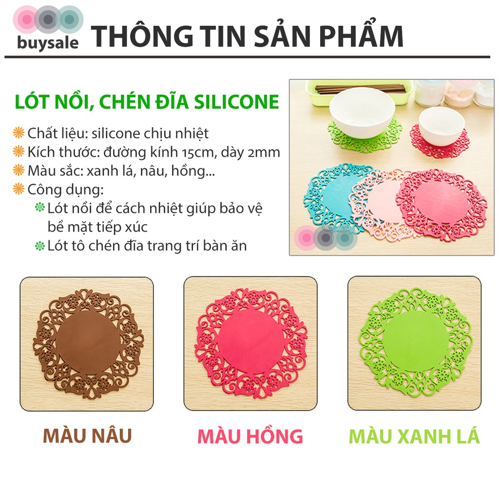 Lót nồi silicone chịu nhiệt, lót hoa văn vintage trang trí bàn ăn - BUYSALE98