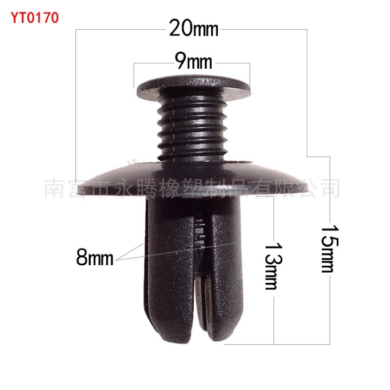 Bộ 1000 ốc vít nhựa cho tấm chắn bùn , gắn cản và lòng dè các dòng xe ô tô, kích thước lỗ: 8mm