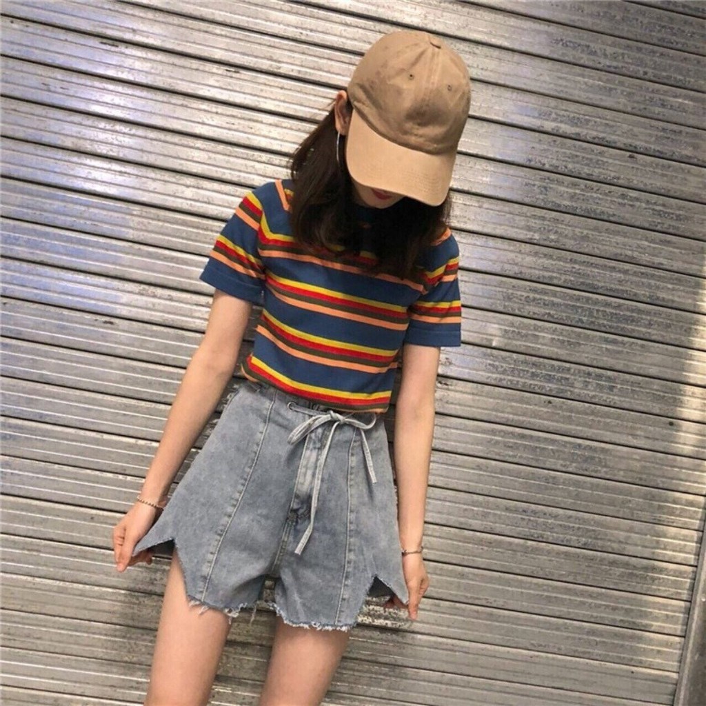 quần short jean nữ lưng cao cột nơ 547/5