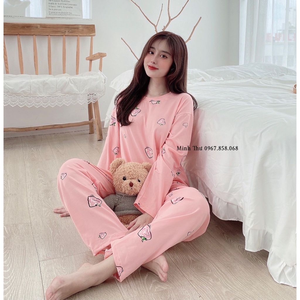 Đồ ngủ mặc nhà dài tay thu đông mềm mịn chất liệu thun sữa co giãn- Đồ mặc nhà dễ thương- Mã BD03