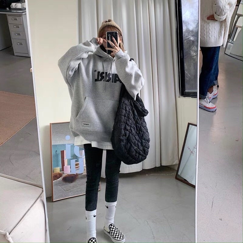 Áo Hoodie Nỉ Ngoại Xám Arrl JOLIE Unisex  Hoodies form rộng tay bồng mũ 2 lớp kiểu dáng basic nam nữ mặc đẹp