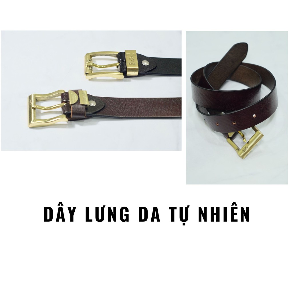 Dây Nịt Da Bò Tự Nhiên Cao Cấp Mặt Đồng Đúc LB002