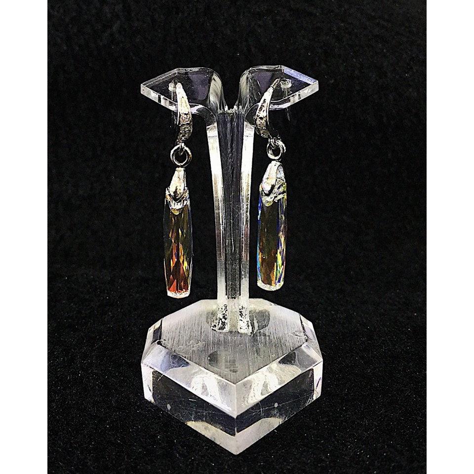 Bông tai pha lê Swarovski chữ nhật dài