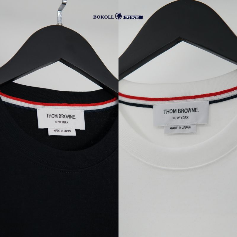 Áo thun unisex THOM BROWNE phong cách BASSIC nam nữ form rộng vải cotton 100 % Bestquality 1 : 1