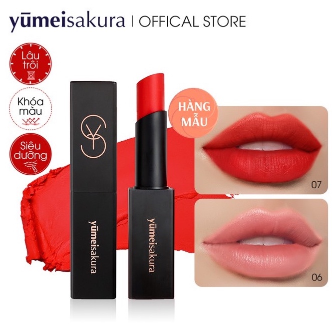 [Hàng mẫu] Son Yumeisakura Matte Revolution Lì Mịn Siêu Dưỡng màu Đỏ Cam YMS07 3.5gr