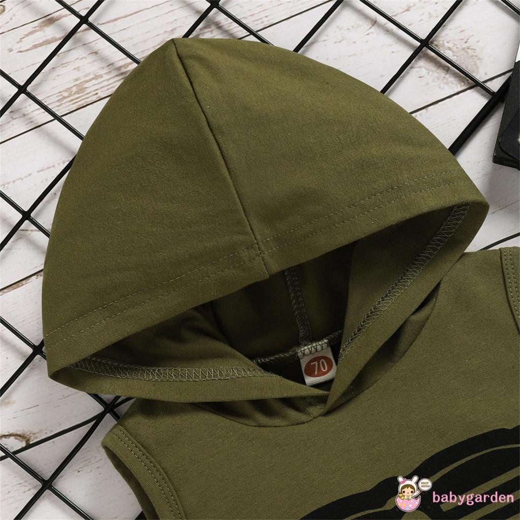 Set Áo Hoodie Không Tay Kèm Quần Rằn Ri Cho Bé Trai Từ 6 Tháng Đến 4 Tuổi