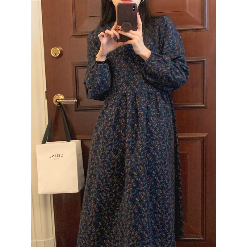 Đầm hoa dài tay phối ren 47918 thanh lịch cho nữ