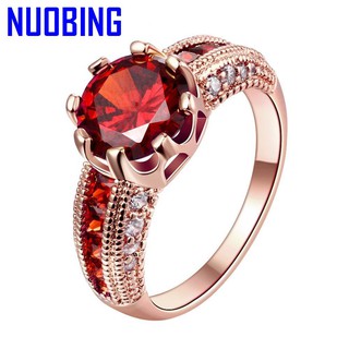 Nhẫn Đính Đá Ruby Màu Vàng Hồng Thời Trang Cho Nữ
