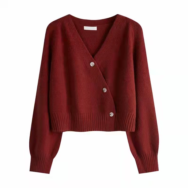 Áo cardigan dệt kim tay dài dáng rộng màu trơn thời trang
