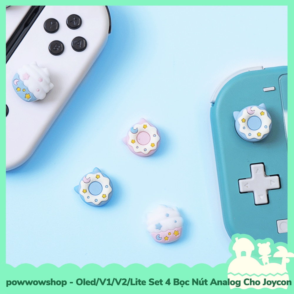 [Sẵn VN - Hỏa Tốc] Oled/V1/V2/Lite Set 4 Bọc Nút Analog Joycon Cho Máy Game Cầm Tay Nintendo Switch Donuts &amp; Sweet Cake