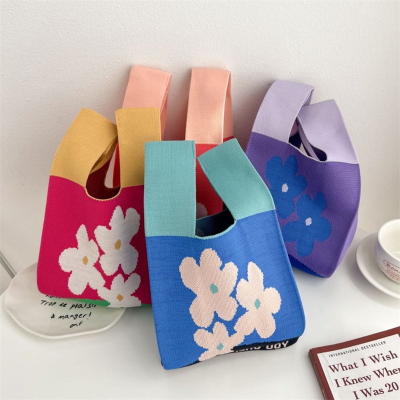 Túi Xách Nữ Dệt Kim Họa Tiết Hoa Thời Trang Hàn Quốc