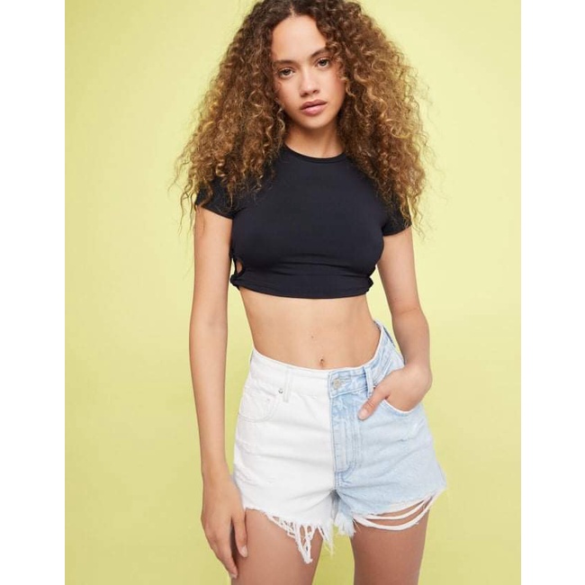 Quần short jean lưng cao 2 màu Berskha