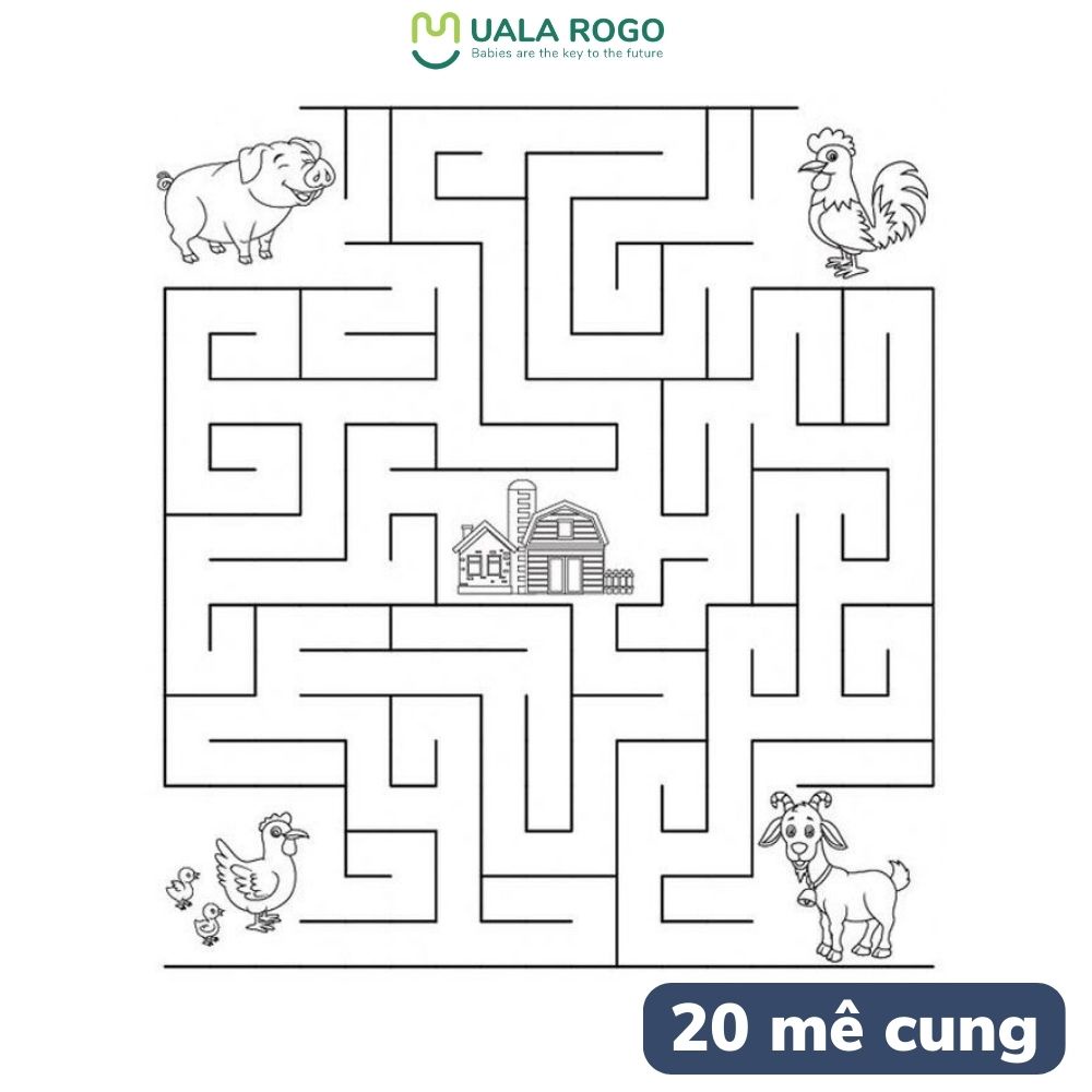 Giải đố mê cung huyền bí luyện trí não cho bé phát triển tư duy Ualarogo bộ 20 hình đồ chơi