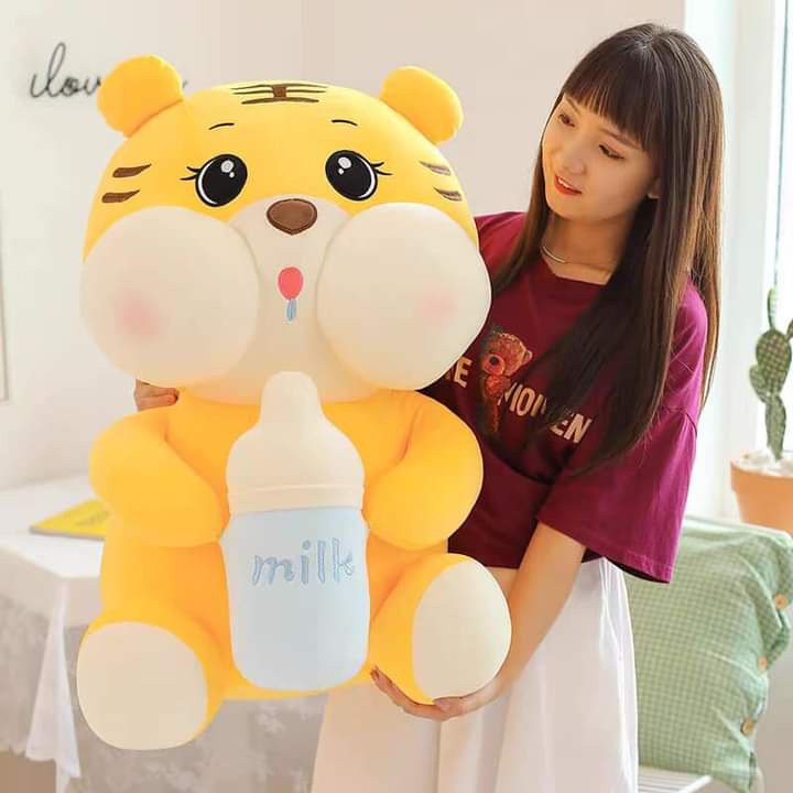 Gấu bông NuNa con Hổ bình sữa cao cấp đàn hồi nhún nhảy.