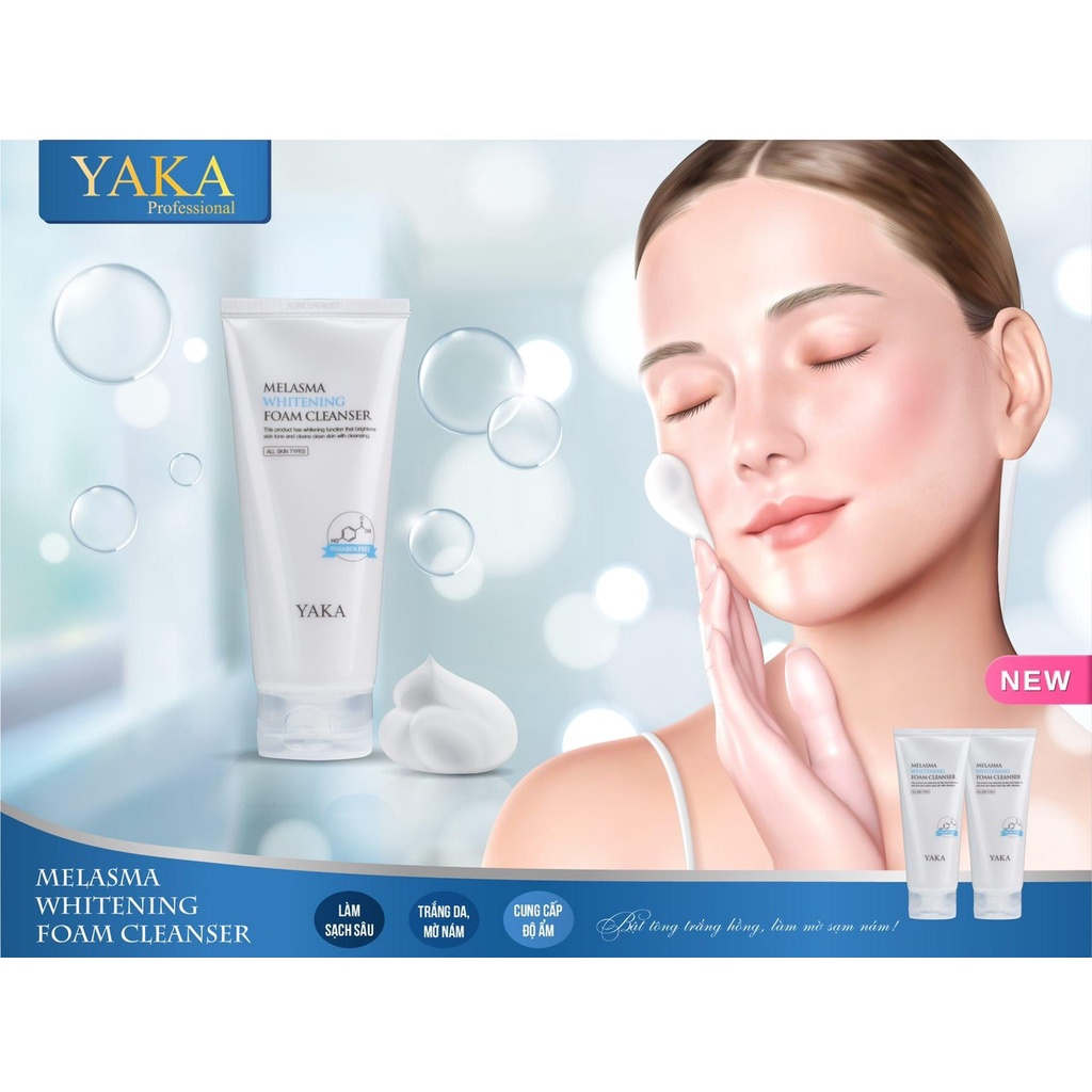 Sữa rửa mặt sáng da mờ nám YAKA Melasma Whitening Foam Cleanser 150ml