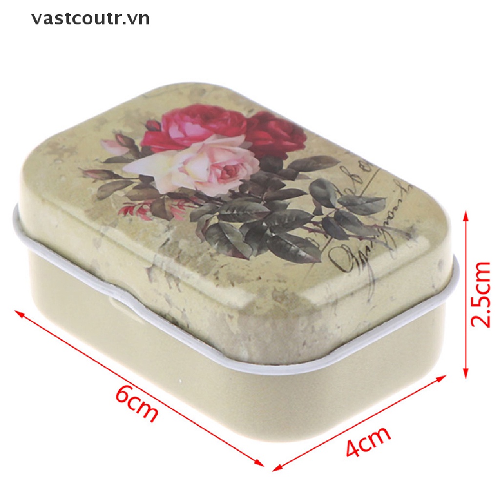 Hộp Thiếc Mini Hình Chữ Nhật Đựng Trang Sức / Đồng Xu / Hoa
