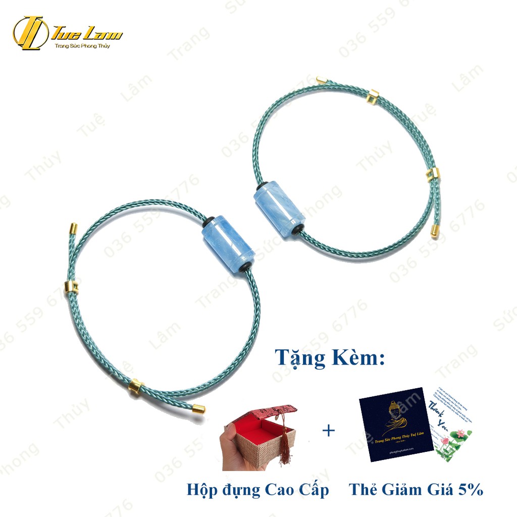 Vòng Tay Nữ Dây Cáp Lu Thống Đá Aqua Xanh Dương - DIY Tuệ Lâm
