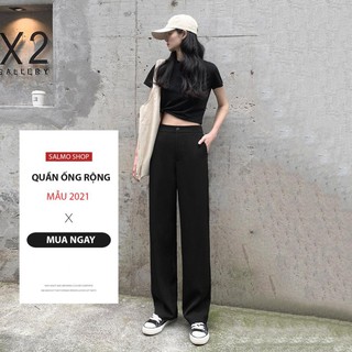 Quần ống rộng nữ lưng cao - ống suông dài 100 Cm - Chất vải tuyết mưa mềm mại [Hàng loại 1]  ྇