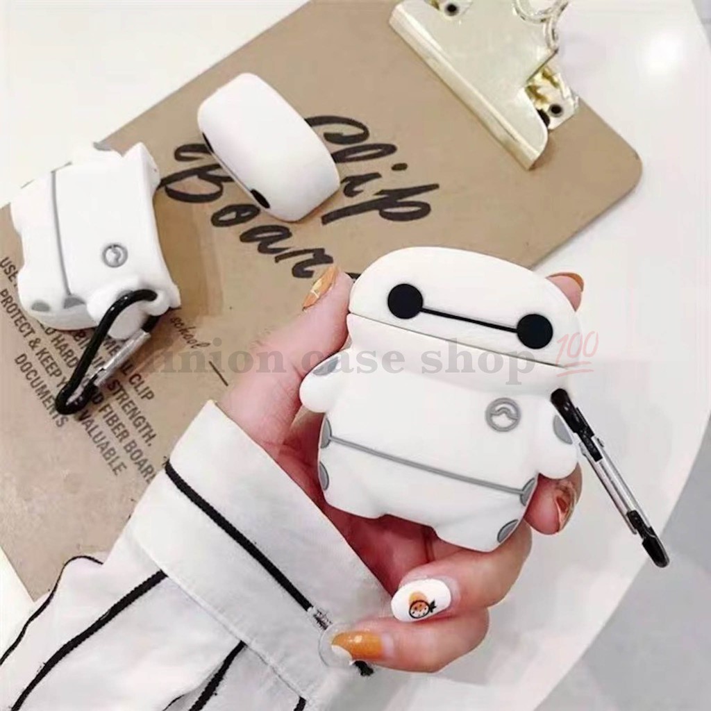 Ốp Airpods 1/2, Airpods Pro silicon 3D Big hero 6 Baymax cao cấp