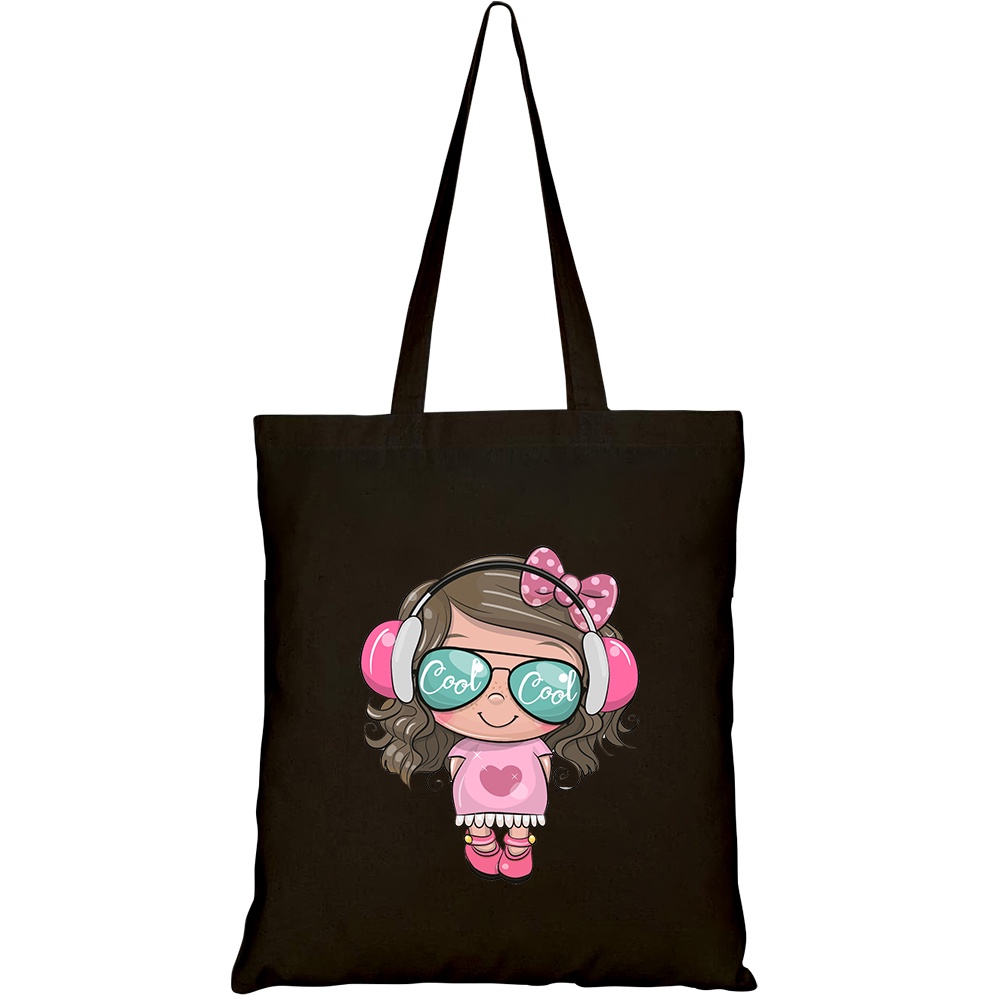 Túi vải tote canvas HTFashion in hình cool cartoon cute girl sun HT402