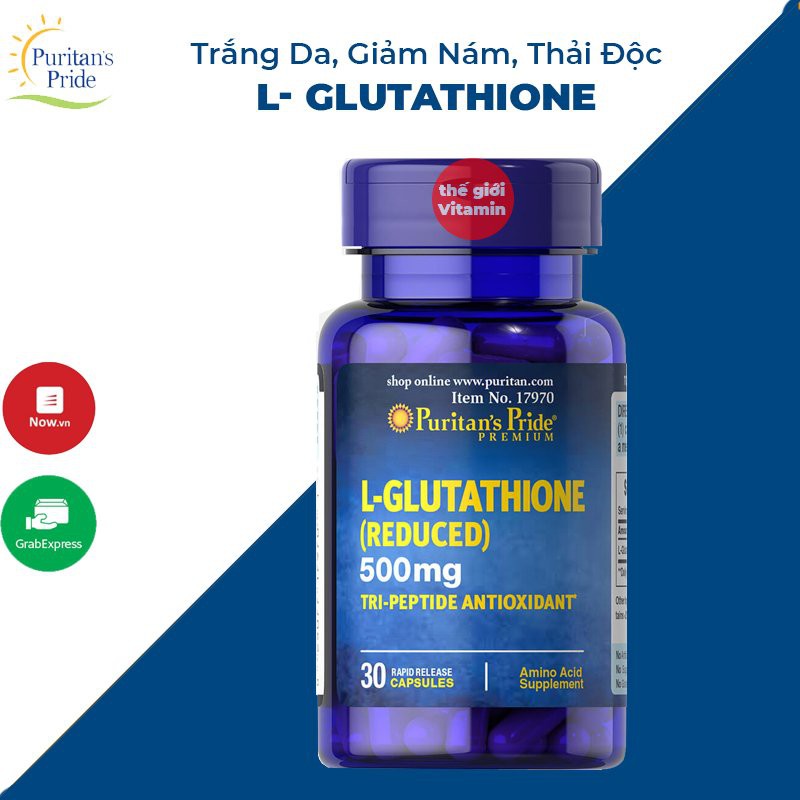 Viên Hỗ Trợ Làm Trắng Da, Giảm Nám, Thải Độc L- Glutathione (Reduced) 500mg Puritan's Pride - 30viên