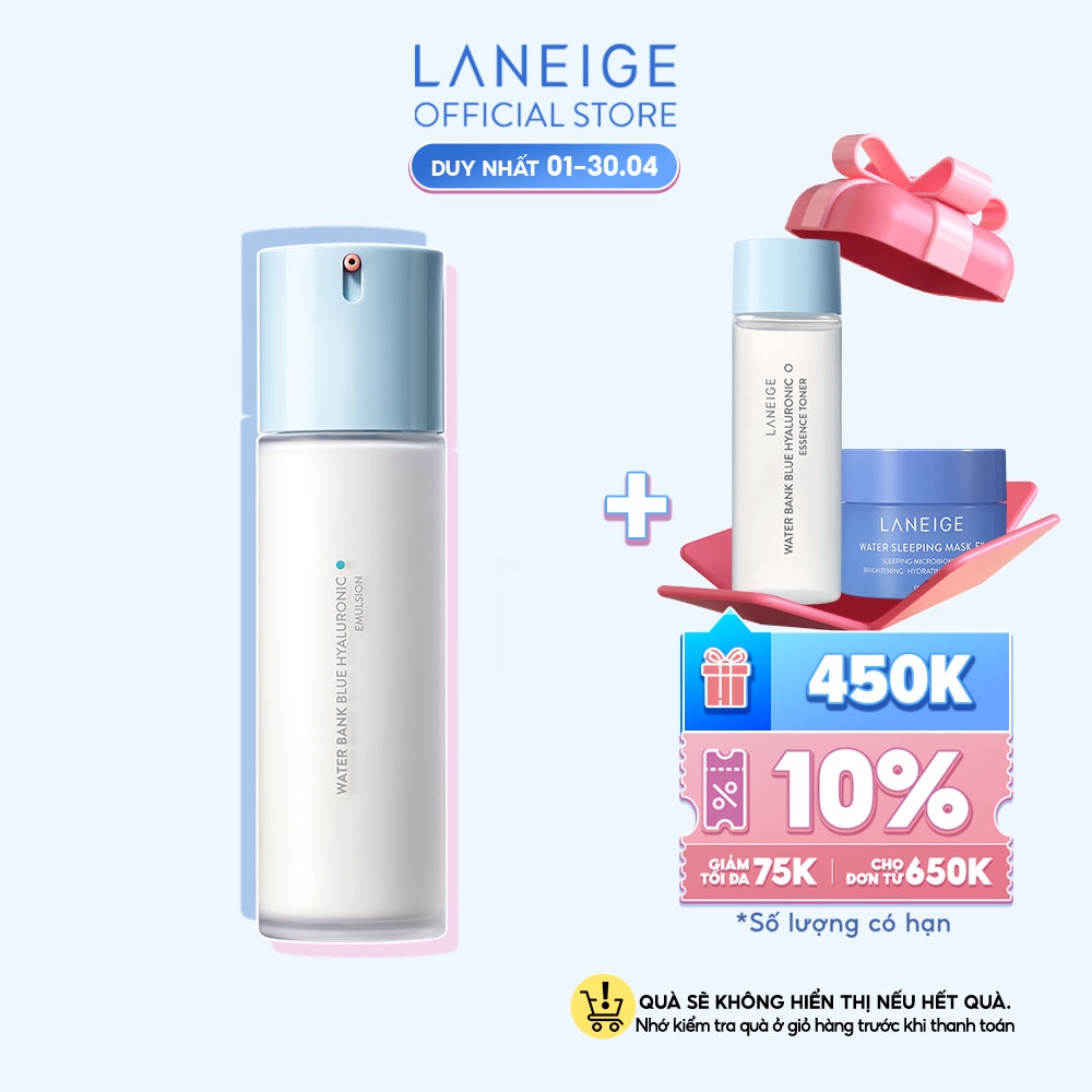 [COSSBDLAN22100 giảm 100k] Sữa Dưỡng Ẩm Dành Cho Da Dầu Và Da Hỗn Hợp Laneige Water Bank Blue HA Emulsion Oily 120ml