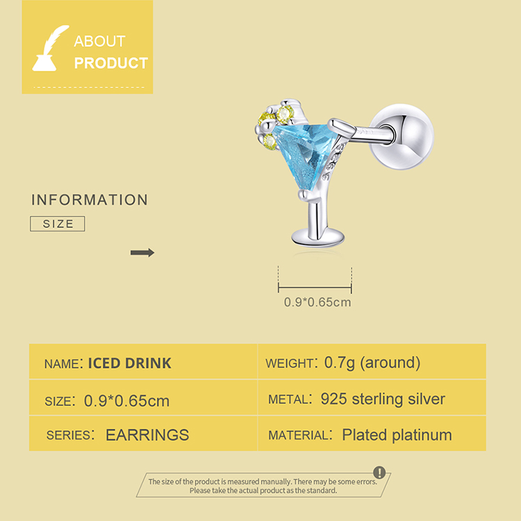 BAMOER 1 Bông Tai Bạc sterling bse489 Hình Kem Trái Cây Mùa Hè Cho Nữ 925