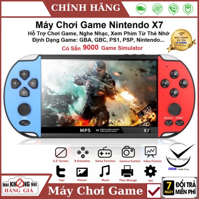 GIÁ RẺ NHẤT Máy chơi game cầm tay X7 màn hình 4.3 inch 8gb - 9000 game , chơi game , xem phim , nghe nhạc , đọc sách -bả