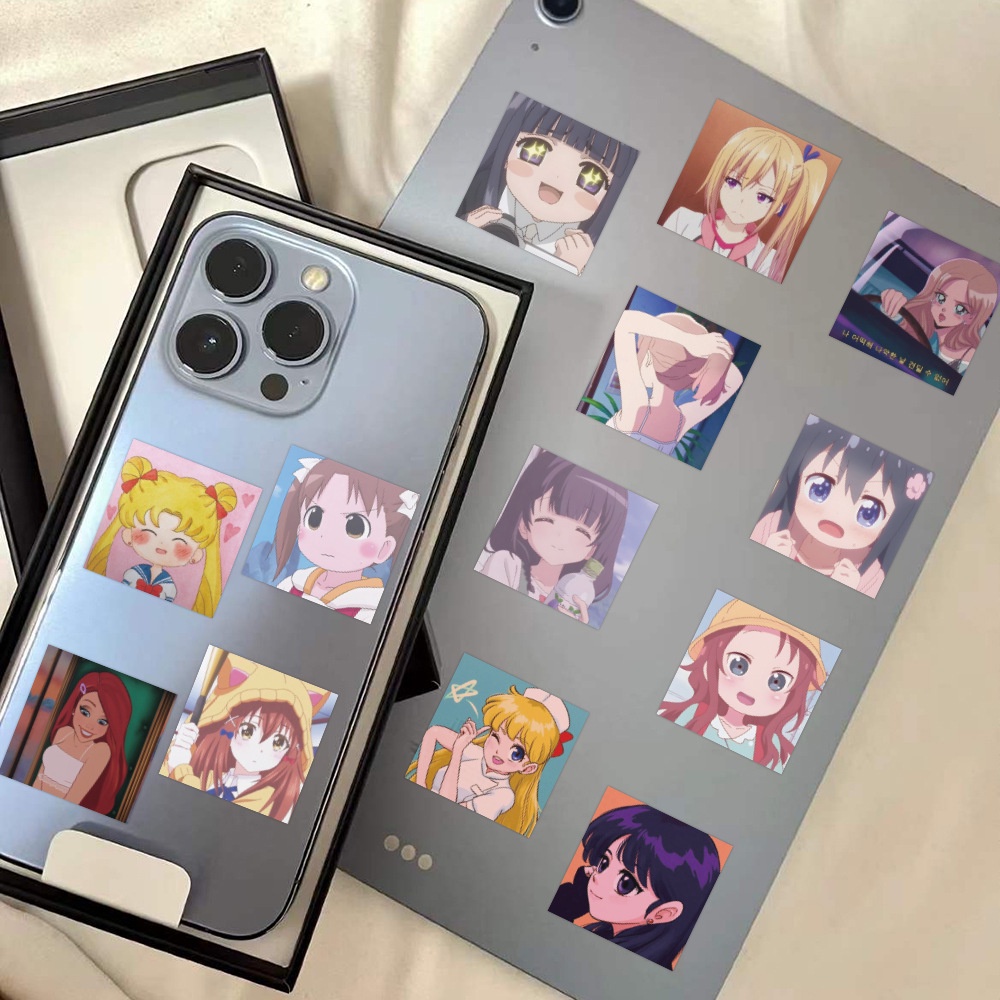 Set 60 Miếng Dán Họa Tiết Anime Kawaii Dễ Thương Dùng Trang Trí Sổ Tay/Nhật Ký DIY