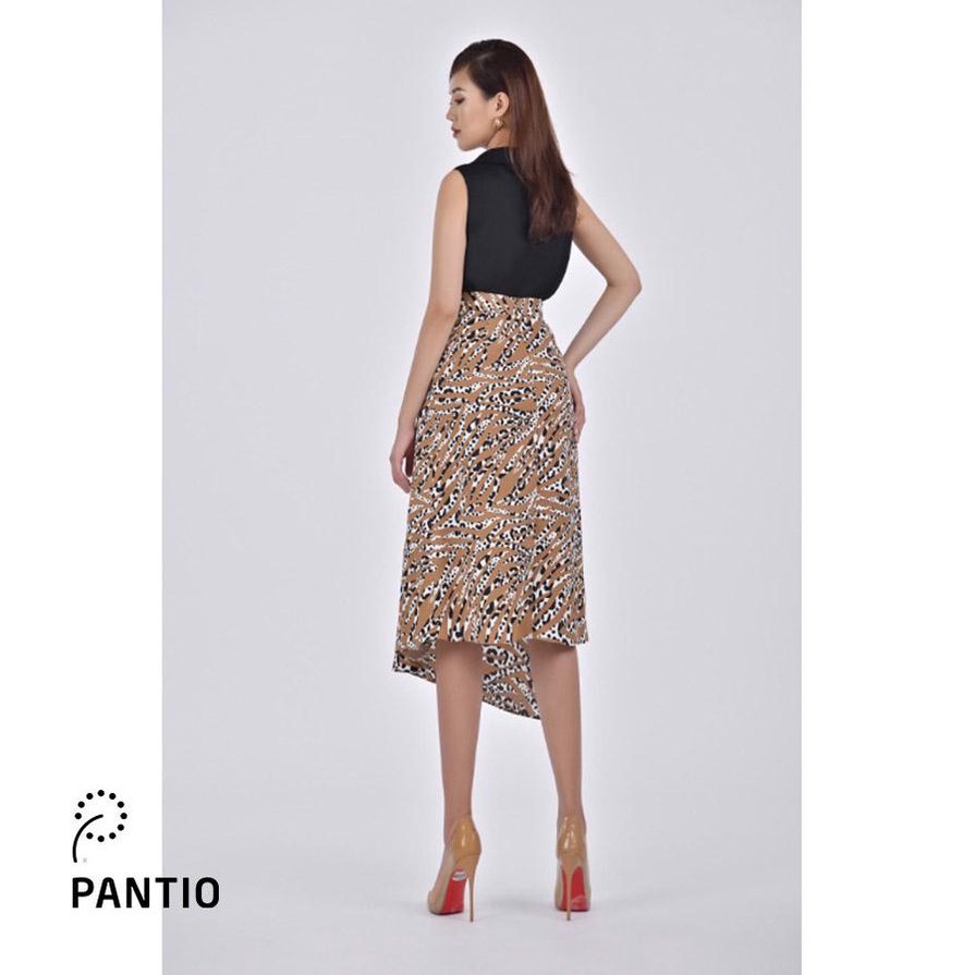 FJD3873 - Chân váy dài tà chéo vải lụa hoạ tiết - PANTIO