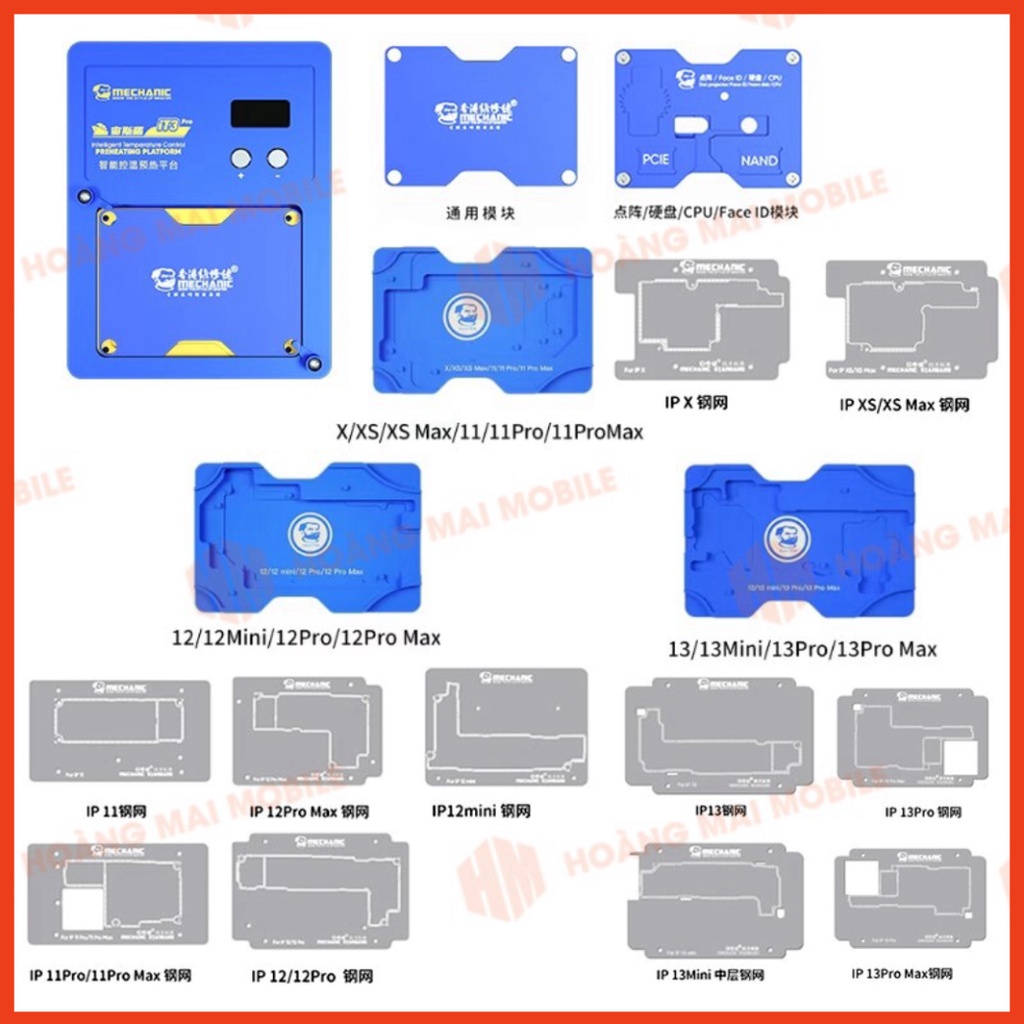 Bộ đế nhiệt tách main iPhone X đến 14 Pro Max MECHANIC iT3 Pro