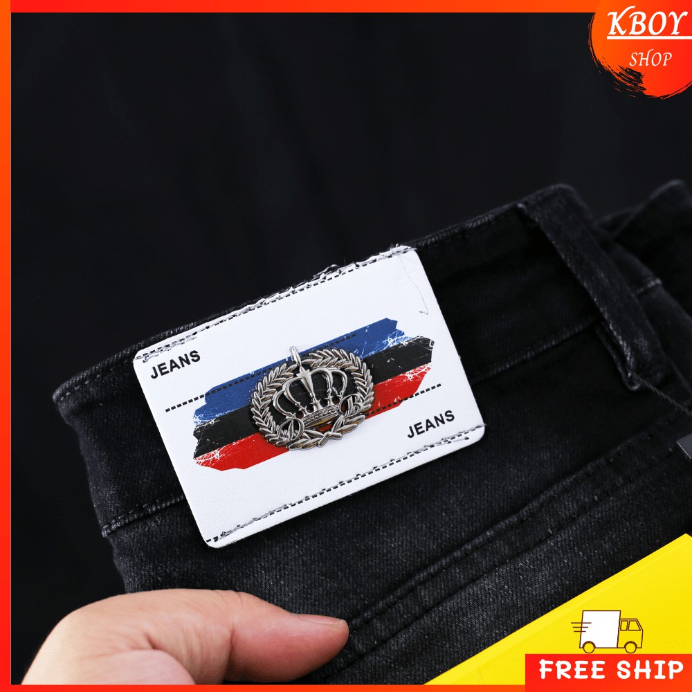 Quần jeans nam Kboy Shop Quần jean xước nhẹ gối ống ôm chất bò cao cấp vải mềm mịn hợp dáng - VM01 / CR07 | BigBuy360 - bigbuy360.vn