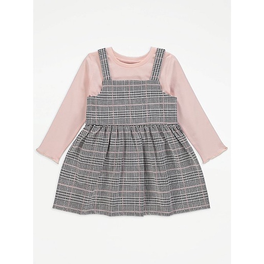 Set váy yếm hồng kẻ caro George UK