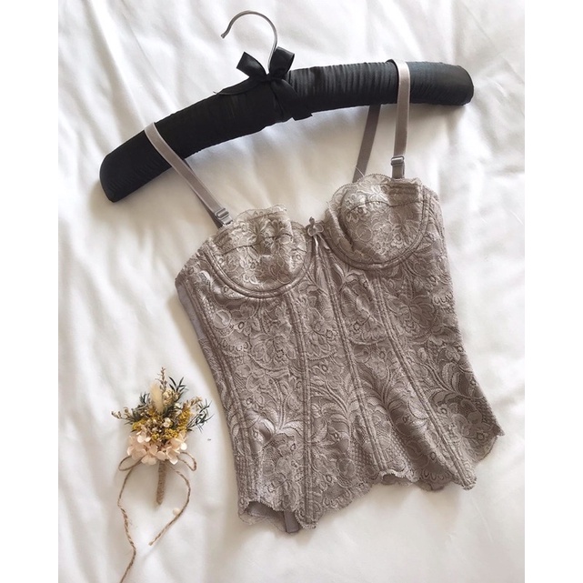 Áo corset xám vạt nhọn 2hand