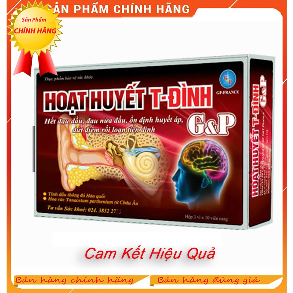 Hoạt huyết tiền đình G&P, t đình GP, hỗ trợ giảm mất ngủ kéo dài, chóng mặt ù tai