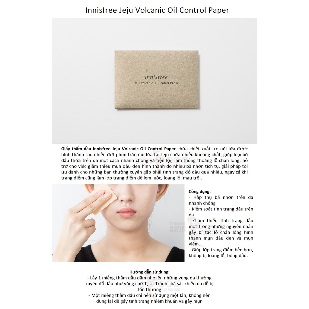 Giấy Thấm Dầu Innisfree Jeju Volcanic oil Control Paper