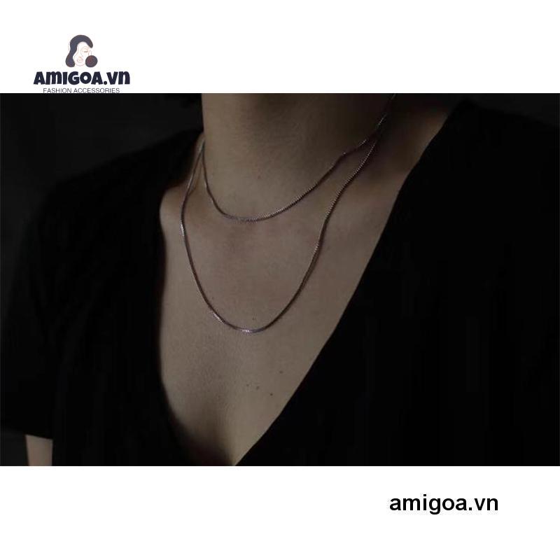 Vòng cổ Sợi Mảnh Hai Lớp Mạ Vàng Thiết Kế Hình Rắn Xinh Xắn Cho Nữ