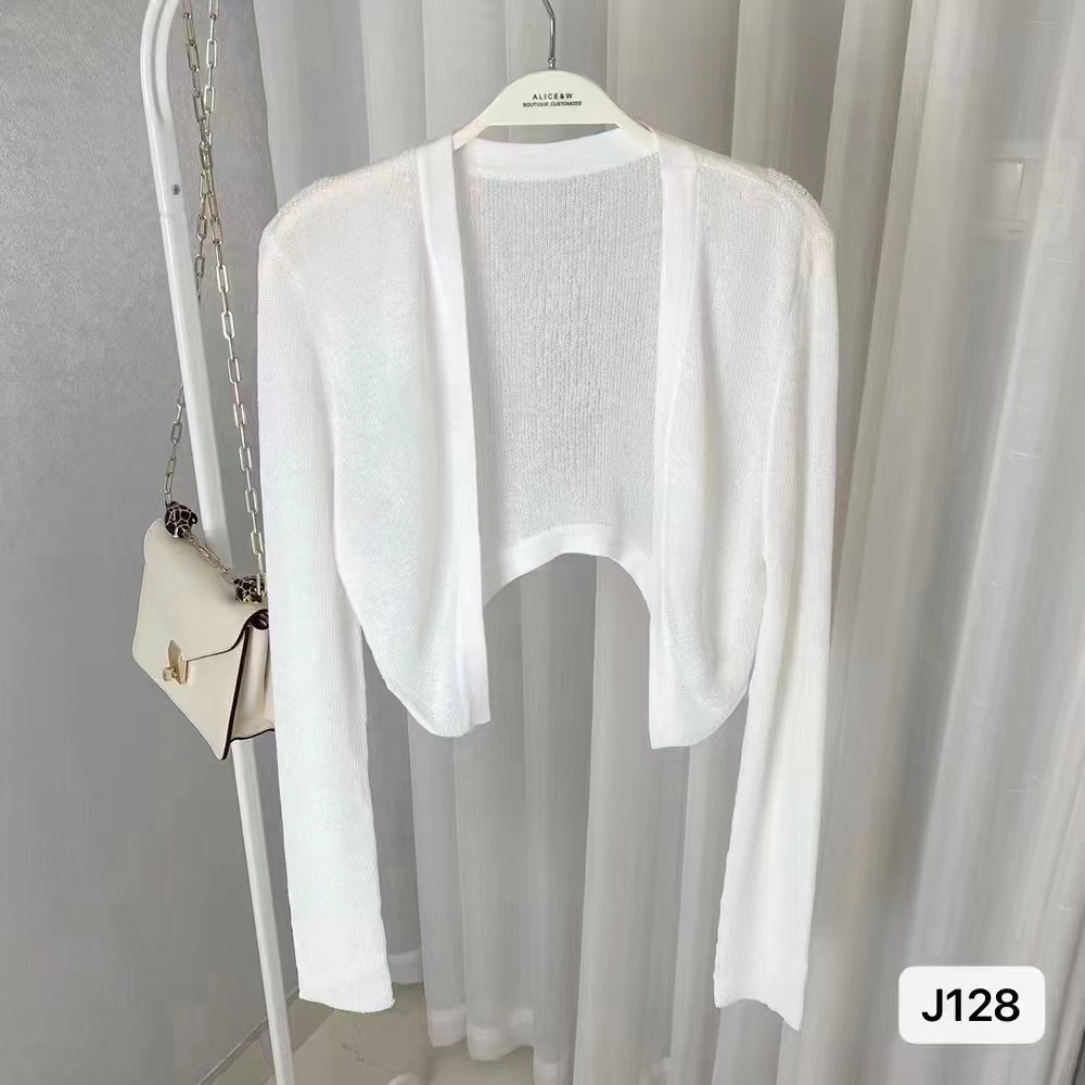 Áo Khoác Cardigan Dệt Kim Mỏng Tay Dài Chống Nắng Thoáng Khí