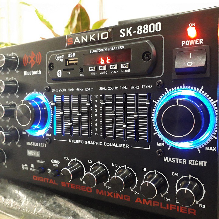 Ampli Bluetooth cao cấp 16 sò SANKIO SK-8800 tích hợp Equalizer - Hàng chính hãng