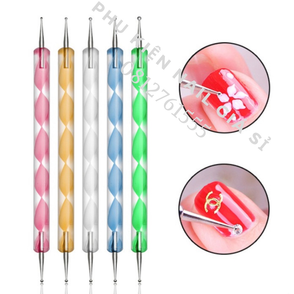 Bút chấm bi nail vẽ móng, Cọ chấm bi đủ size Set 5 cây