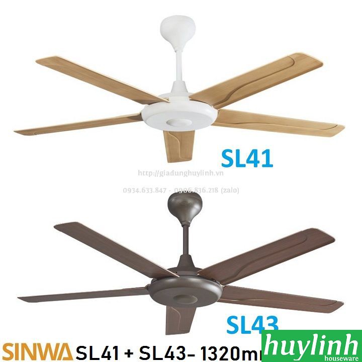 Quạt trần cánh nhựa Sinwa SL41 - 5 cánh - Có Remote