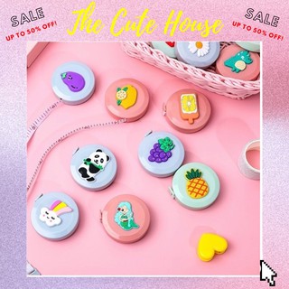 Thước dây mini cuộn mềm có nút bấm giữ nhiều hình cute