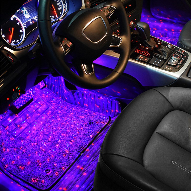 OM USB Car Interior Foot Light LED Atmosphere DJ Mixed Colorful Music Sound Voice Control Lamp